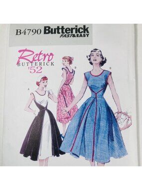 Retro Butterick B4790 50s Walk Away Wrap Dress Reprint Sewing Pattern FF